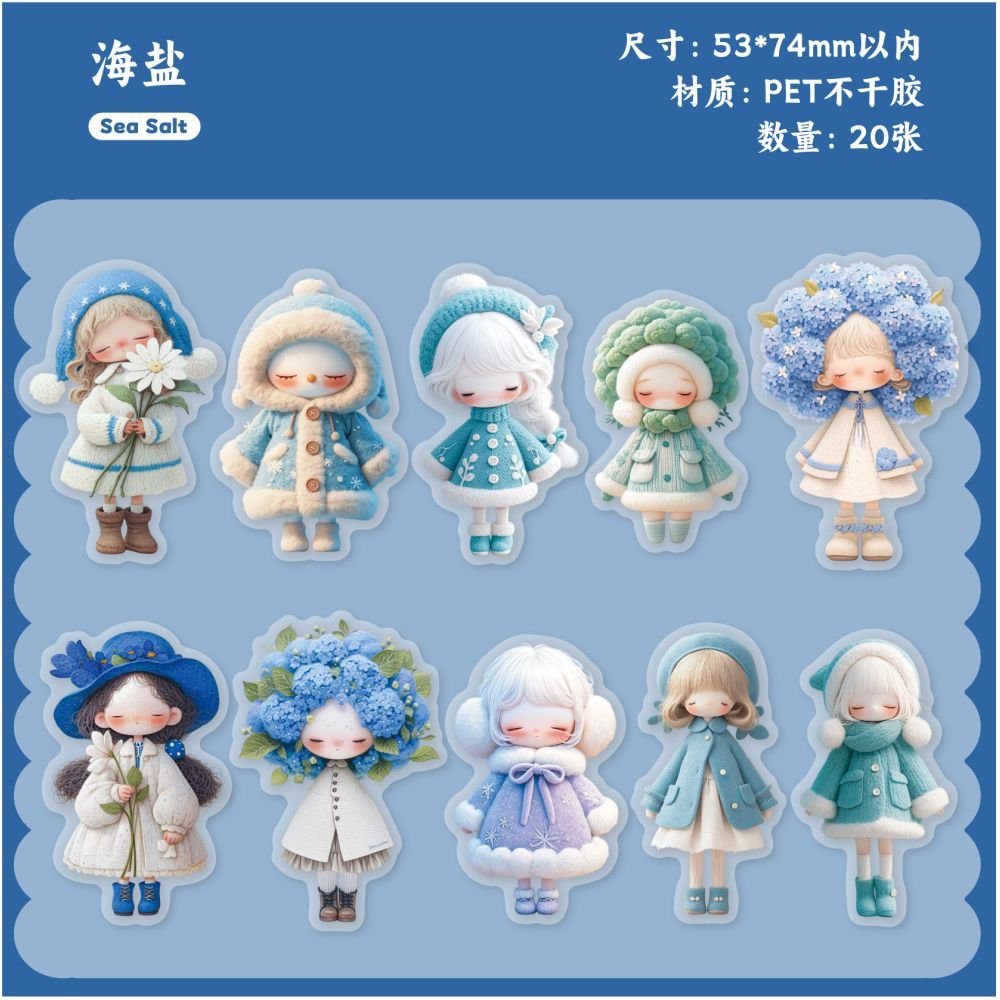 Sugar Velvet Series Doll PET Stickers 20 sheets 6 Styles - ViktaShop