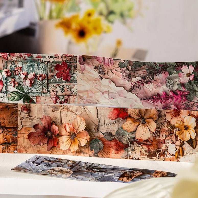The Blooming Flowers and Shadows series Washi Tape 6 Styles 4 5cm x 2m - ViktaShop