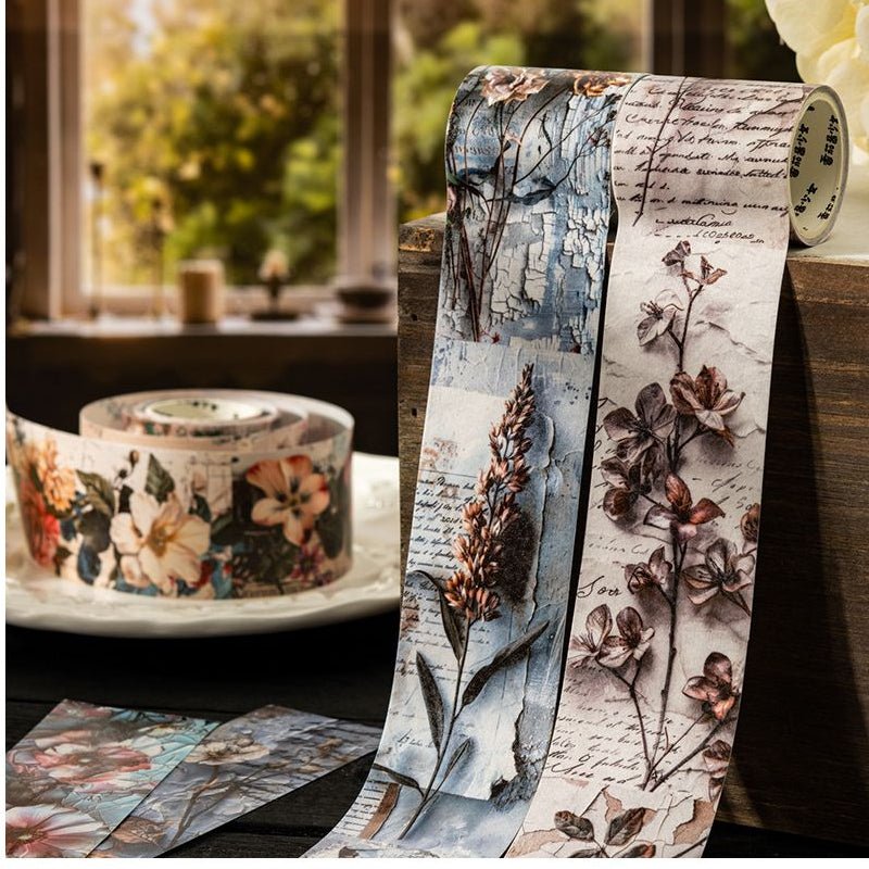 The Blooming Flowers and Shadows series Washi Tape 6 Styles 4 5cm x 2m - ViktaShop