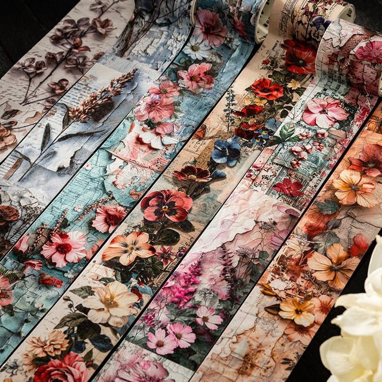 The Blooming Flowers and Shadows series Washi Tape 6 Styles 4 5cm x 2m - ViktaShop