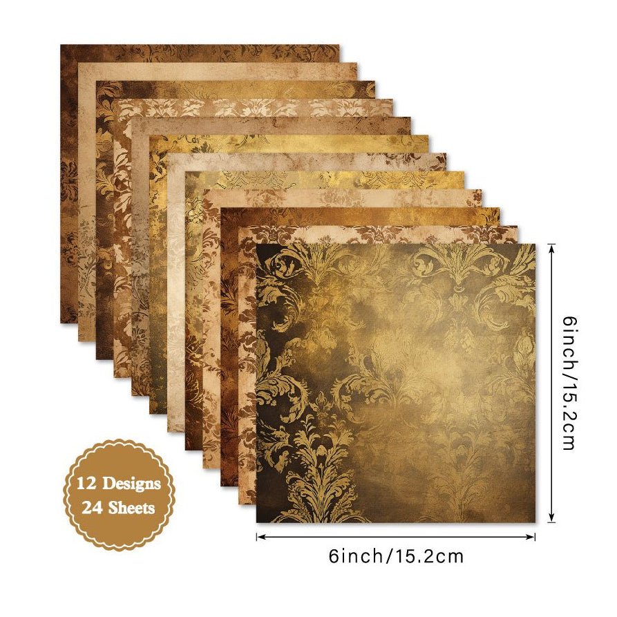 Timeless patern material paper 24 Pcs 15cm x 15cm - ViktaShop