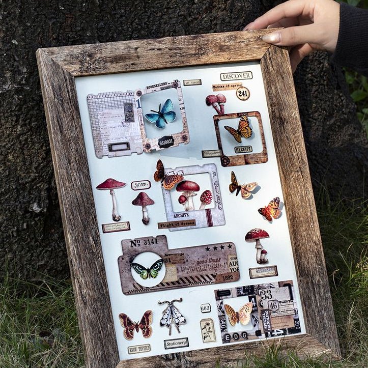 Timepiece Notebook Box Series Retro Frames Hard Card Stickers 4 Designs 19 Pcs - ViktaShop