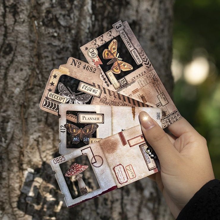Timepiece Notebook Box Series Retro Frames Hard Card Stickers 4 Designs 19 Pcs - ViktaShop