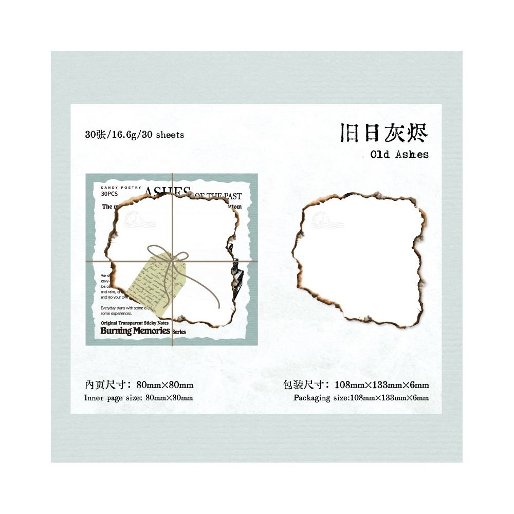 Transparent Burned Sticky Notes 4 Designs 30 Pcs - ViktaShop