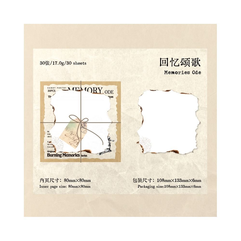 Transparent Burned Sticky Notes 4 Designs 30 Pcs - ViktaShop
