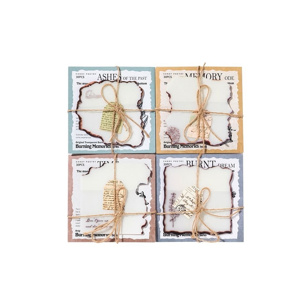 Transparent Burned Sticky Notes 4 Designs 30 Pcs - ViktaShop