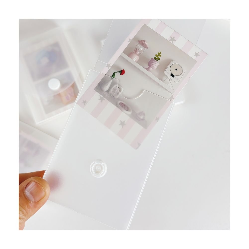 Transparent frosted snap button storage box 2 Types 6.5cm x 9.5cm - ViktaShop