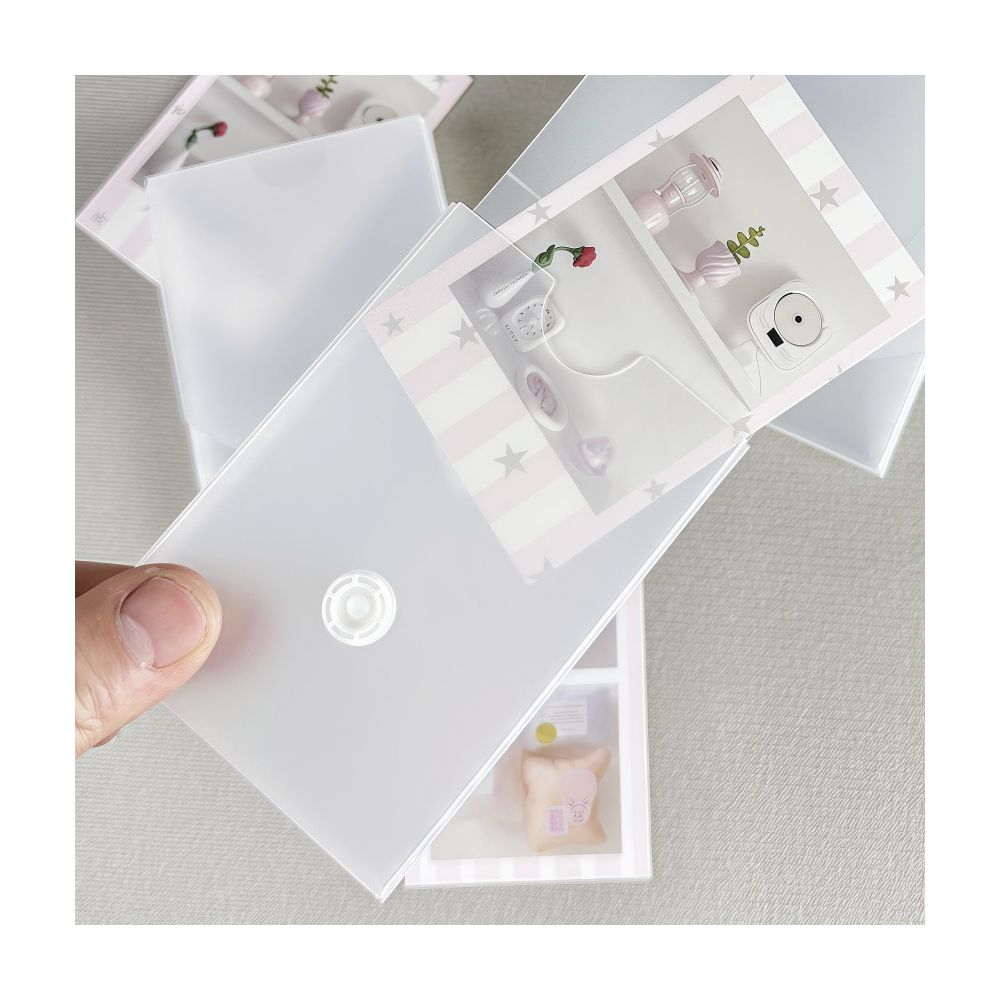 Transparent frosted snap button storage box 2 Types 6.5cm x 9.5cm - ViktaShop