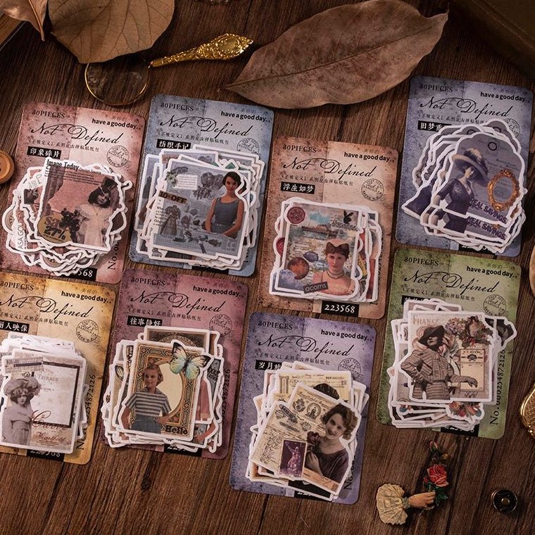 Undefined Series Vintage Paper Stickers 8 Designs - ViktaShop