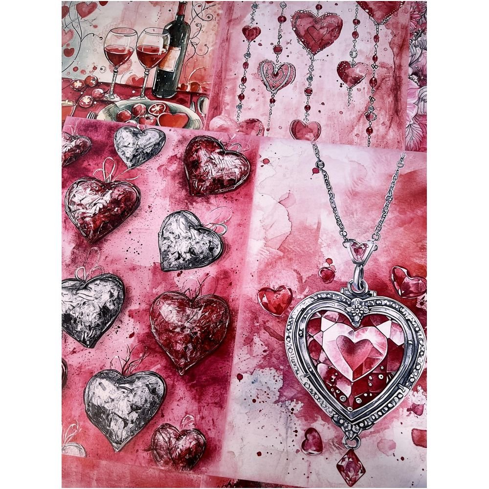 Valentine's Day Pink Love Teddy Bear Material Paper 13cm x 18cm 11 Sheets - ViktaShop