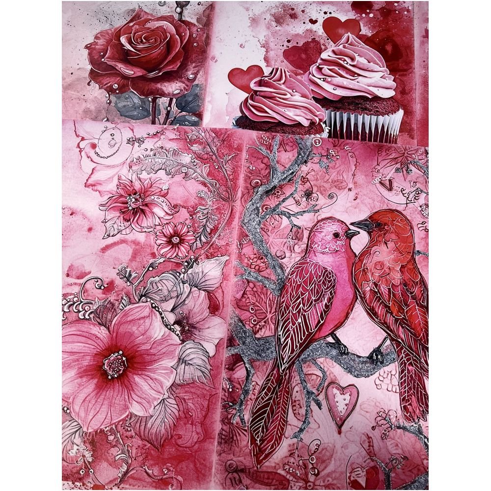 Valentine's Day Pink Love Teddy Bear Material Paper 13cm x 18cm 11 Sheets - ViktaShop