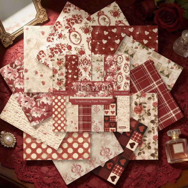 Valentine's Day series material paper 24 Sheets 15cm x 15cm - ViktaShop