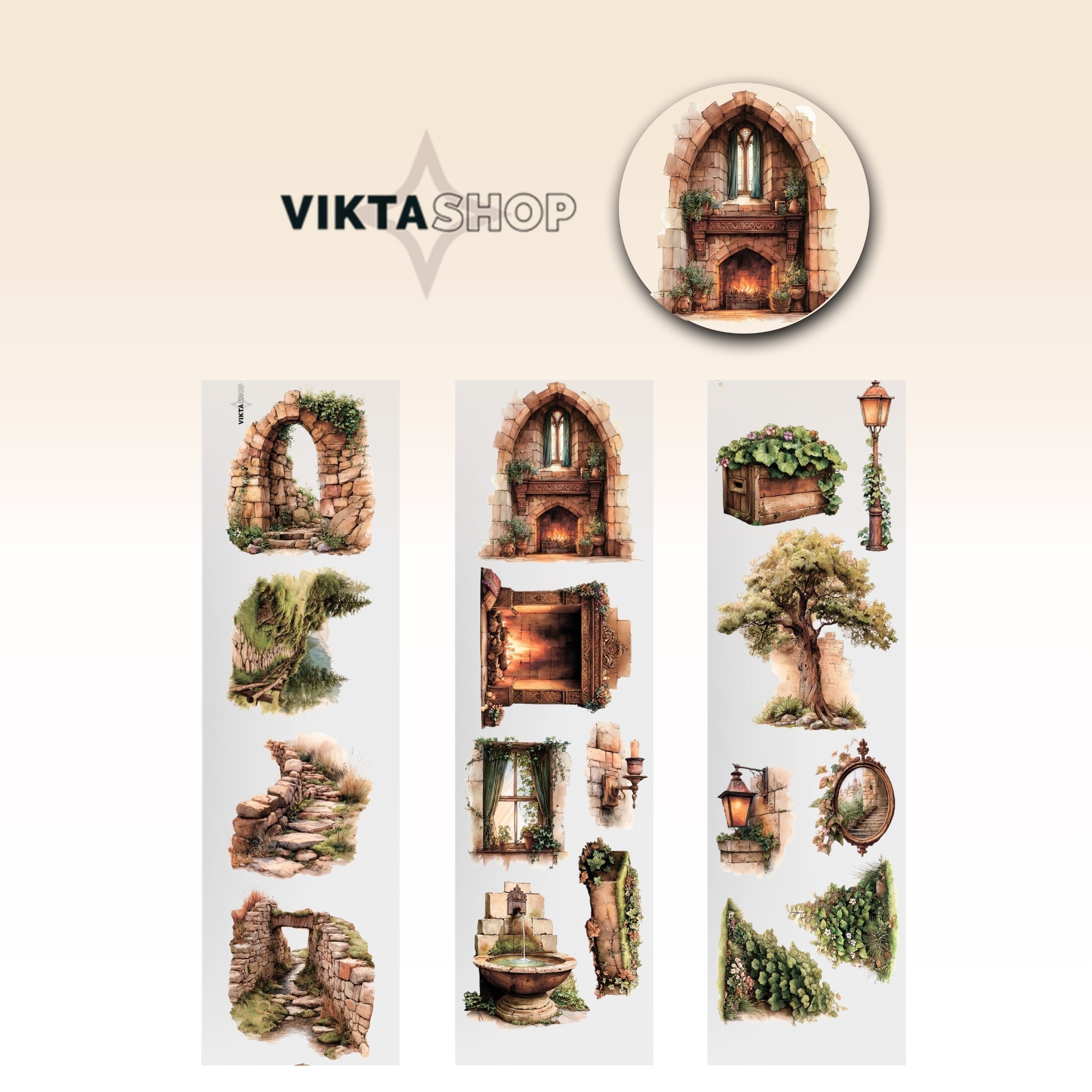 Viktashop medieval Castle decorative PET Tape 9cm x 1m - ViktaShop