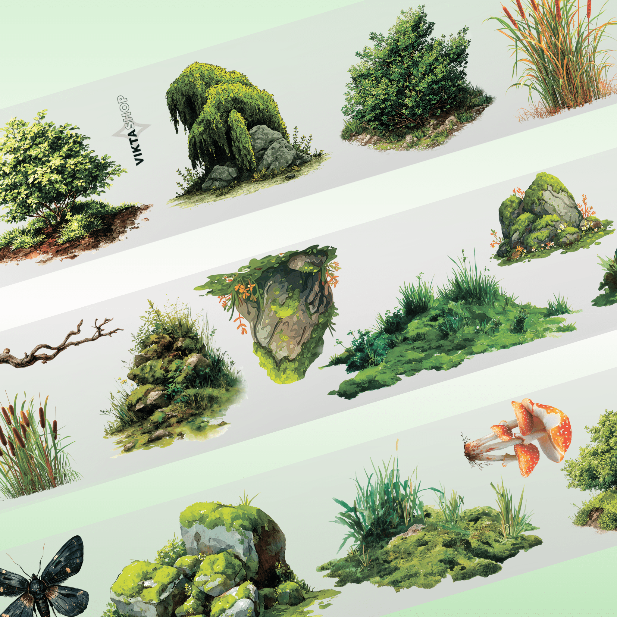 Viktashop Stone Grass PET Tape 8cm x 1.25cm - ViktaShop