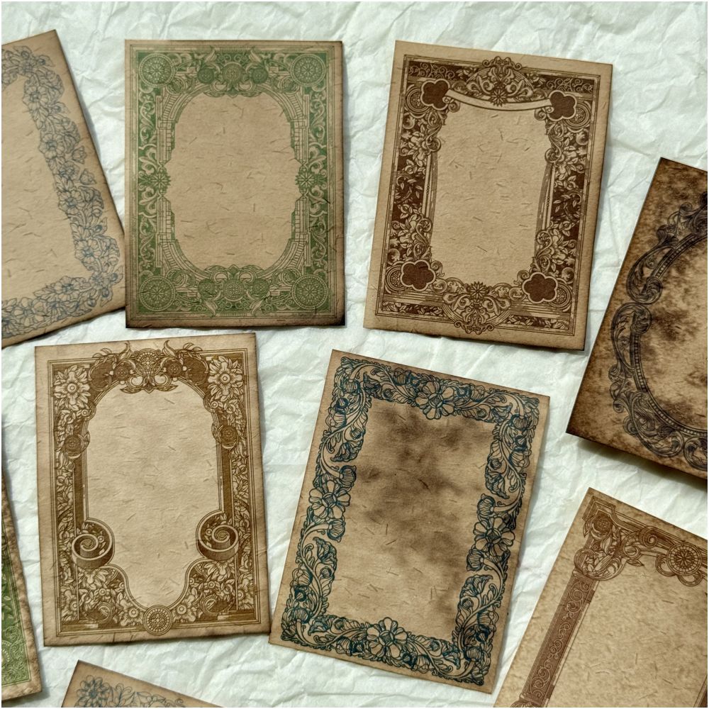 Vintage coffee dyed Baroque special paper 6cm x 8cm 8 Sheets - ViktaShop