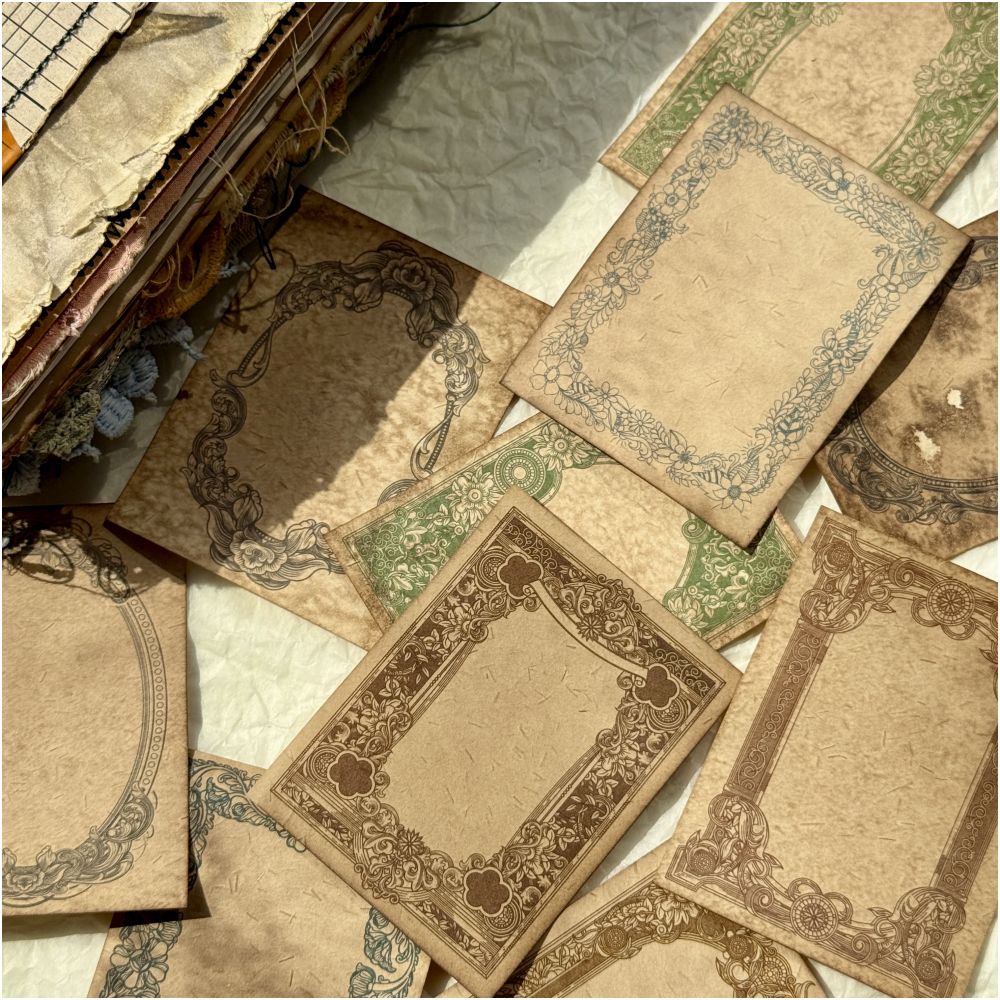 Vintage coffee dyed Baroque special paper 6cm x 8cm 8 Sheets - ViktaShop