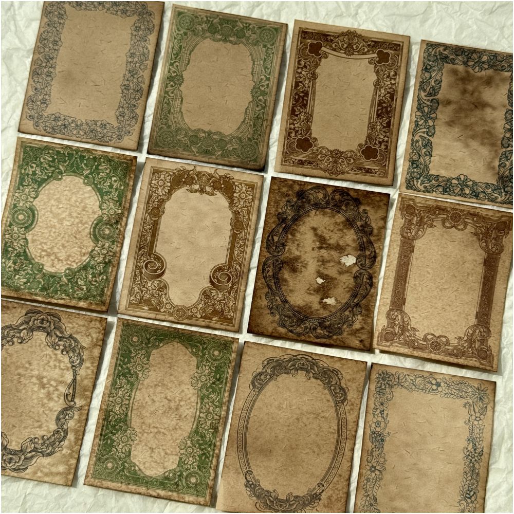 Vintage coffee dyed Baroque special paper 6cm x 8cm 8 Sheets - ViktaShop