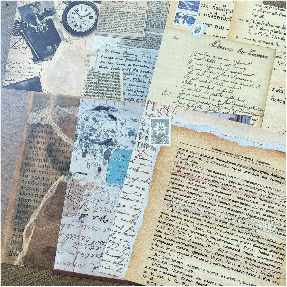 Vintage letters photography material paper 15cm x 15cm 20 sheets - ViktaShop