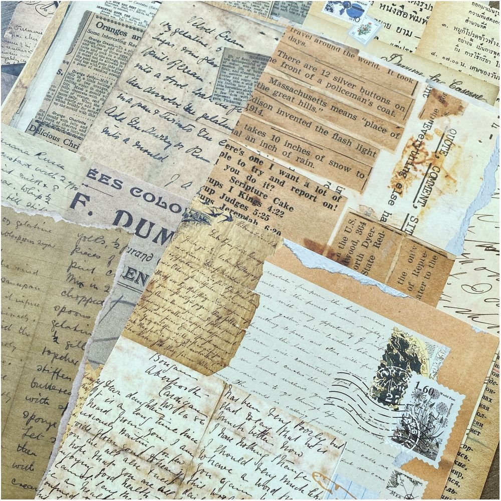 Vintage letters photography material paper 15cm x 15cm 20 sheets - ViktaShop