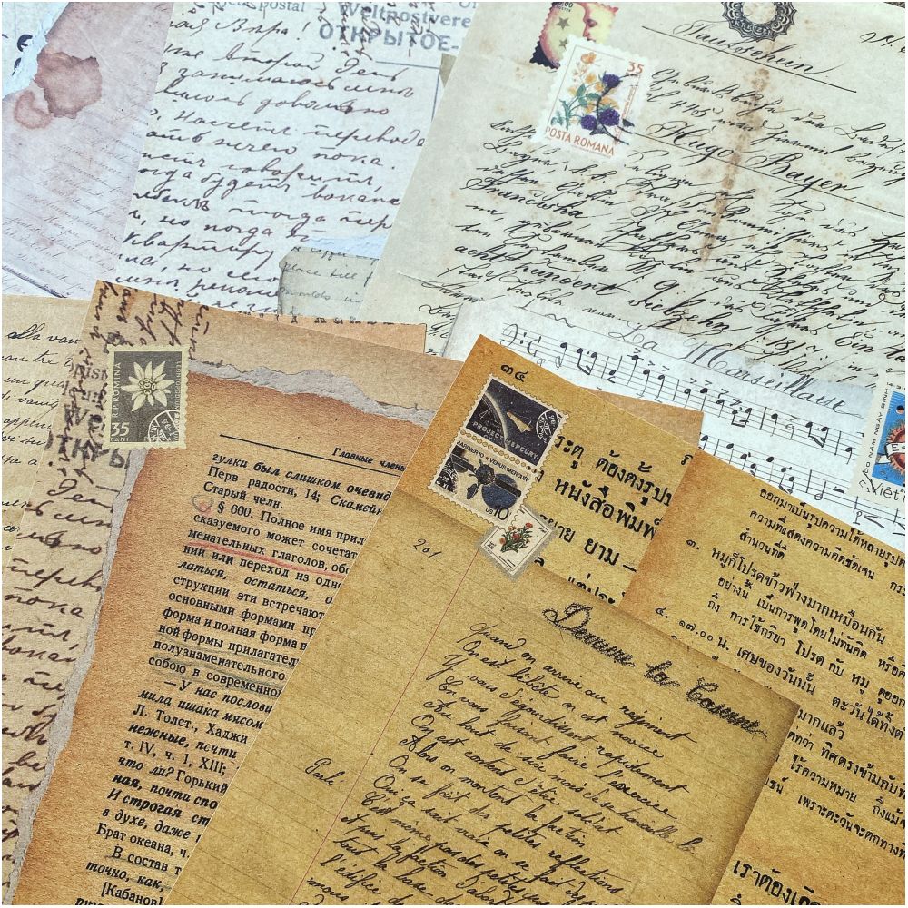 Vintage letters photography material paper 15cm x 15cm 20 sheets - ViktaShop