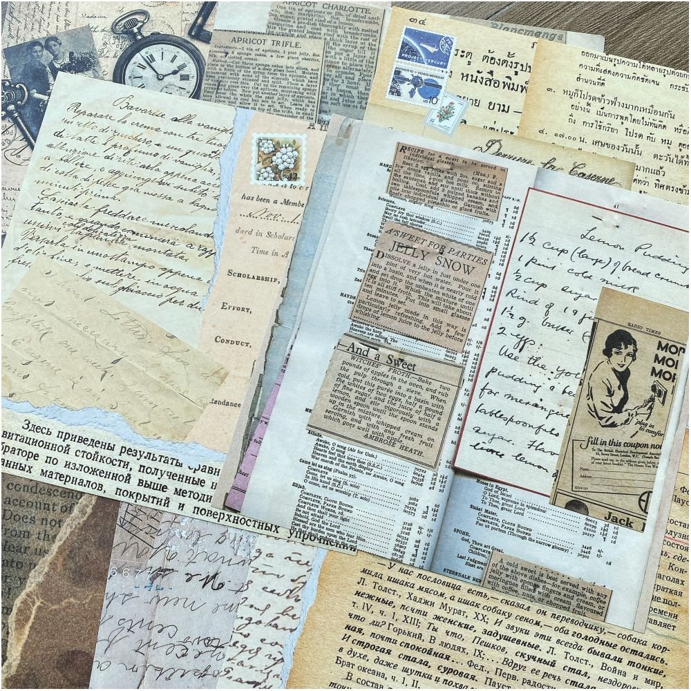 Vintage letters photography material paper 15cm x 15cm 20 sheets - ViktaShop