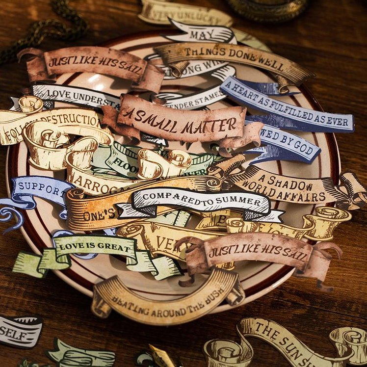 Vintage Literary Label Paper Stickers 6 Styles 30 Pcs - ViktaShop