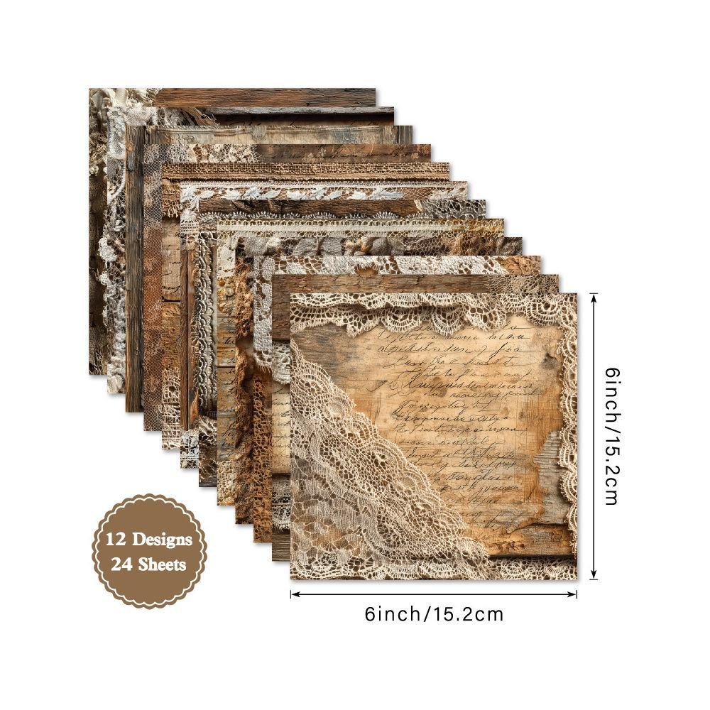 Vintage material paper 24 Pcs - ViktaShop