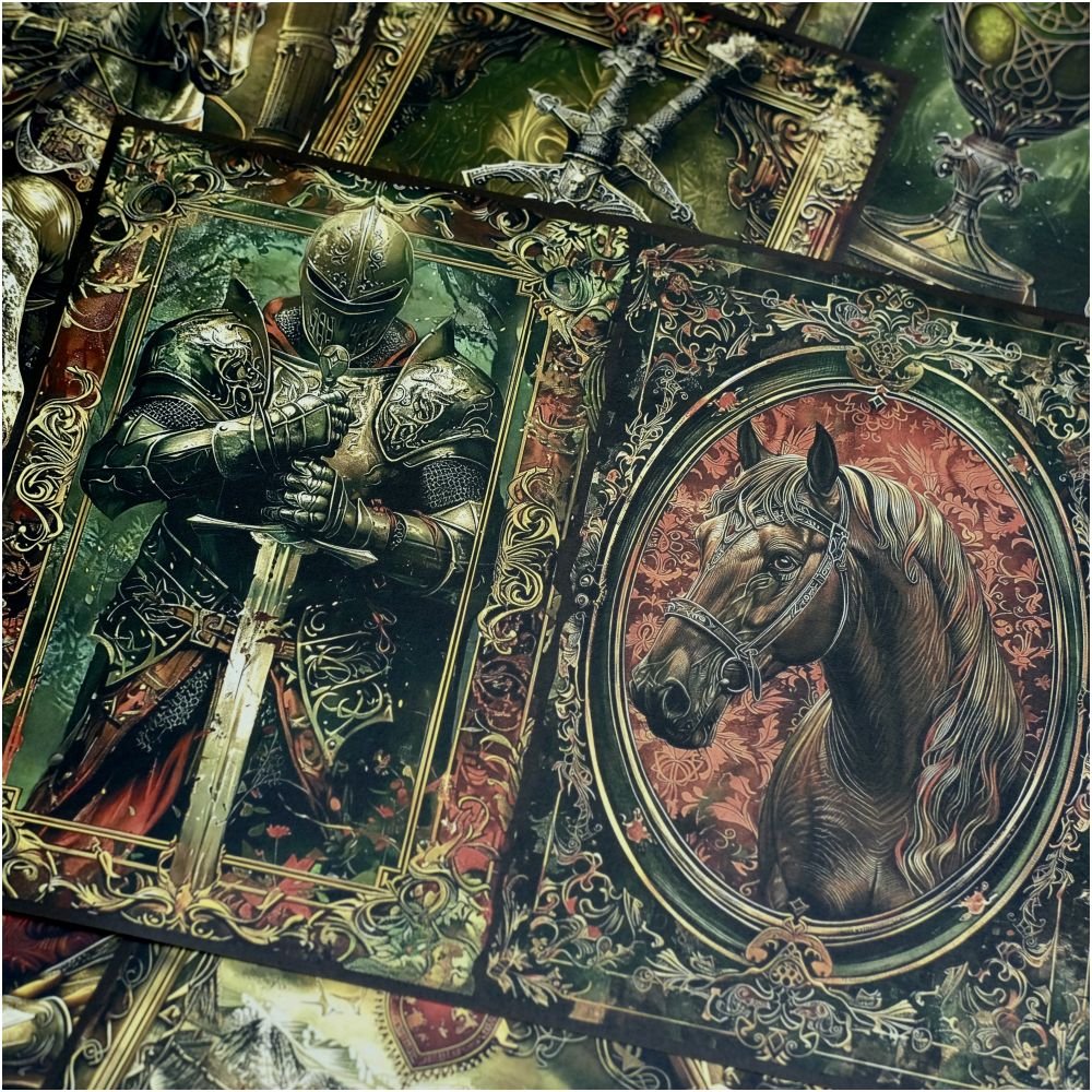 Vintage Medieval Knight Rose Background Paper 14cm x 18cm 10 Sheets - ViktaShop