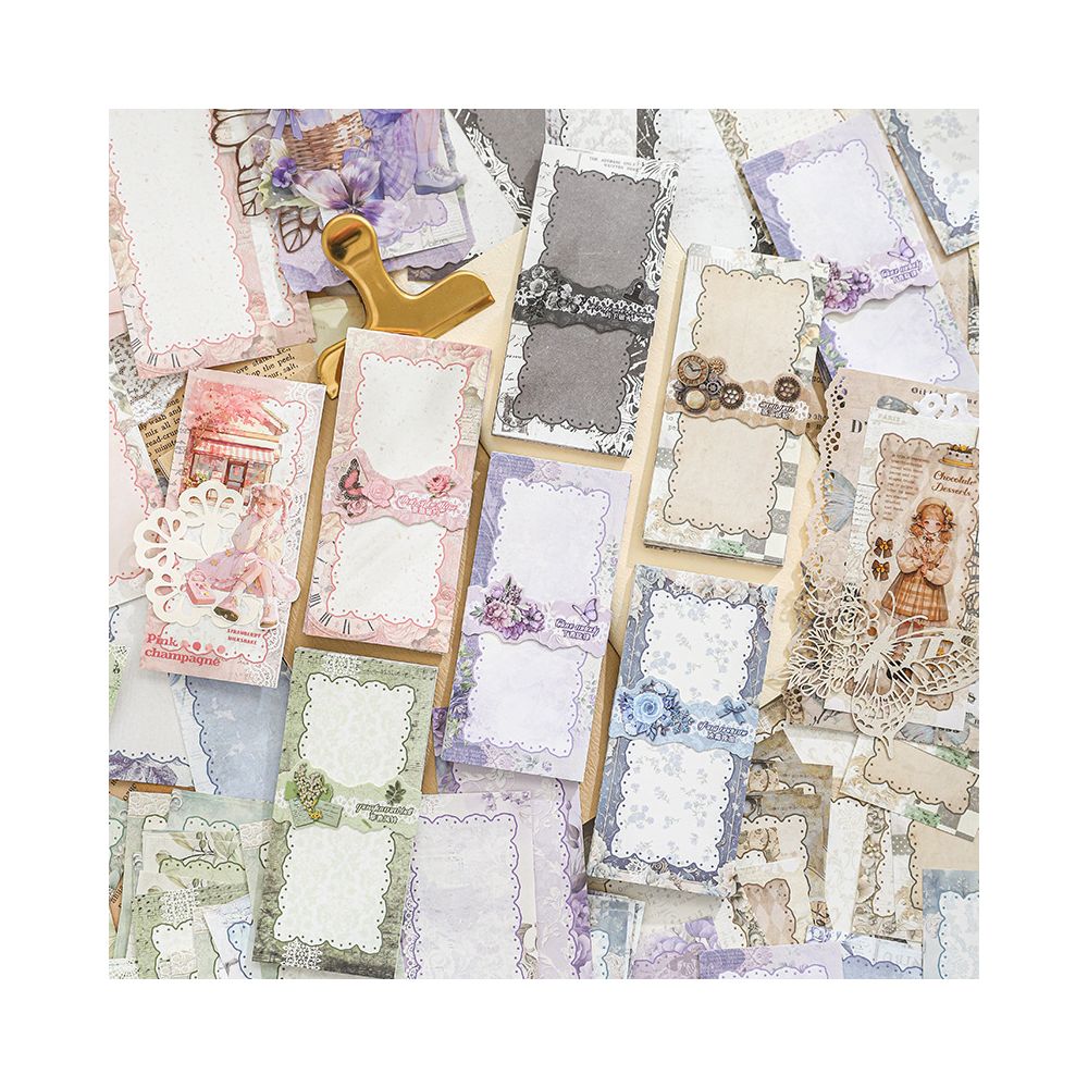 Vintage Paper Stickers with Lace Design 30 Sheets 6 Styles - ViktaShop