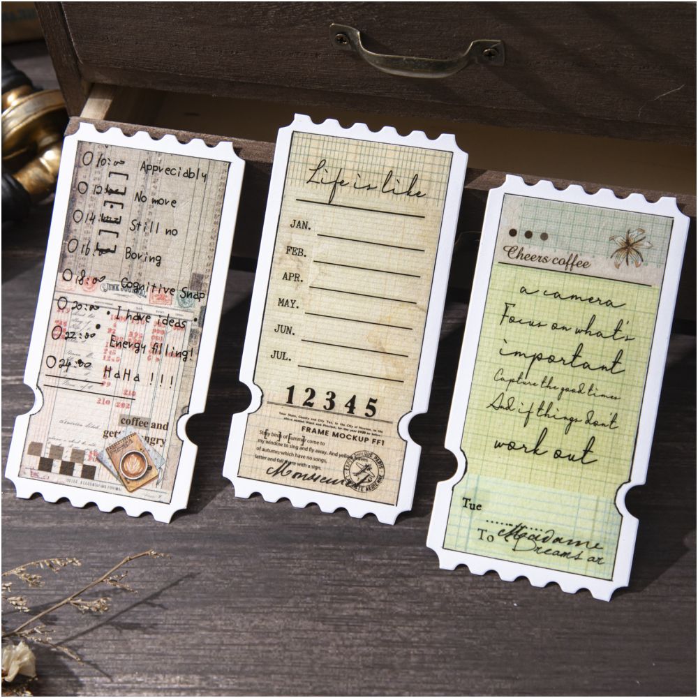 Vintage Receipt Series Washi Tape 6 Styles 5cm x 2m - ViktaShop
