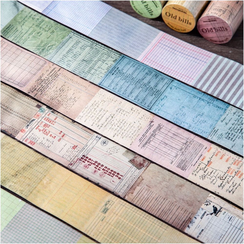 Vintage Receipt Series Washi Tape 6 Styles 5cm x 2m - ViktaShop
