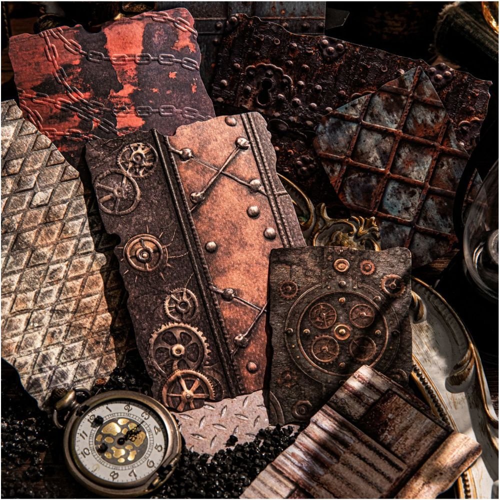 Vintage Rust Embossed Material Paper 28 Sheets 8 Styles - ViktaShop