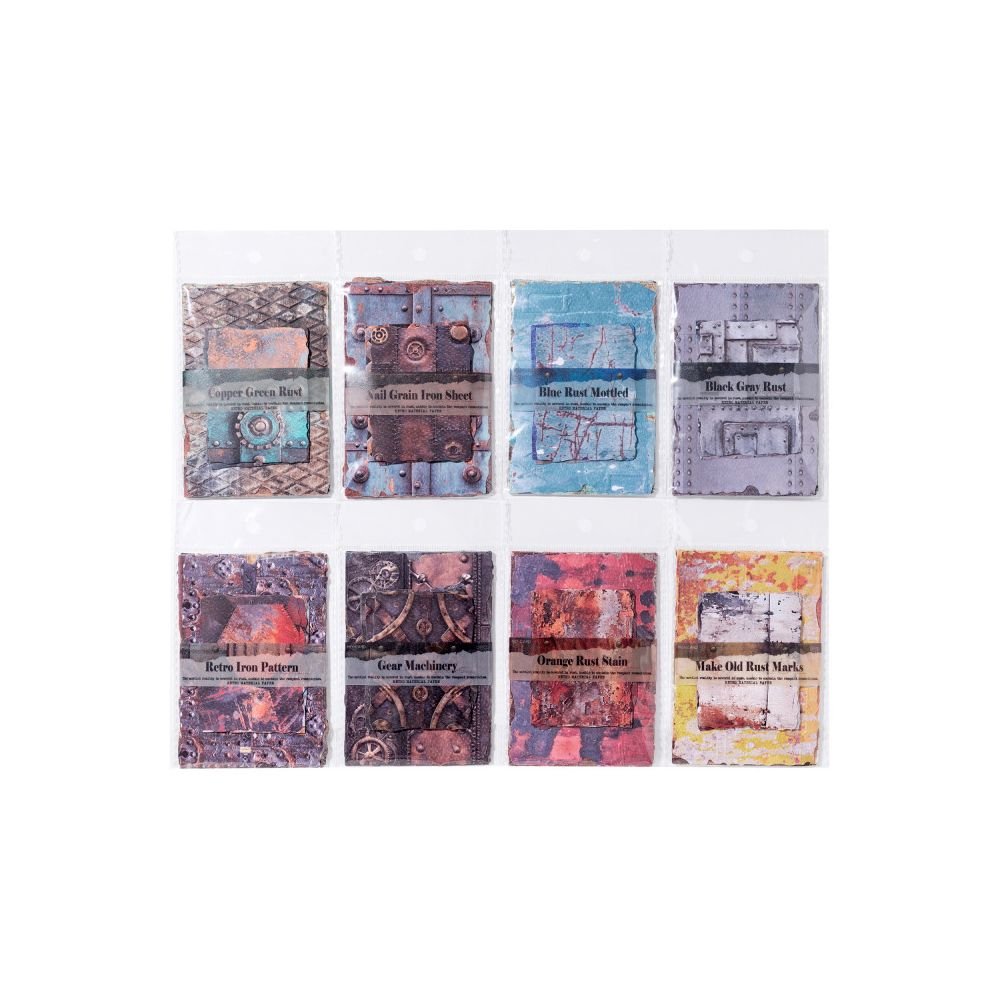 Vintage Rust Embossed Material Paper 28 Sheets 8 Styles - ViktaShop