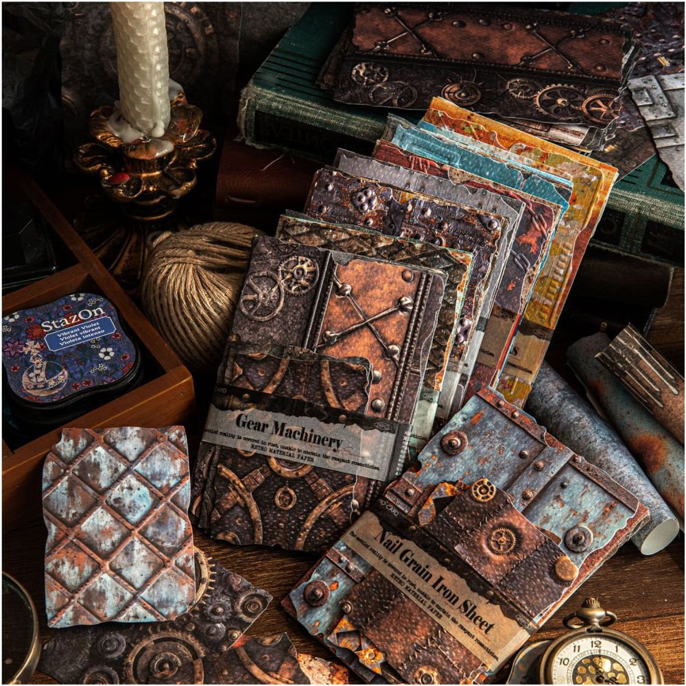 Vintage Rust Embossed Material Paper 28 Sheets 8 Styles - ViktaShop