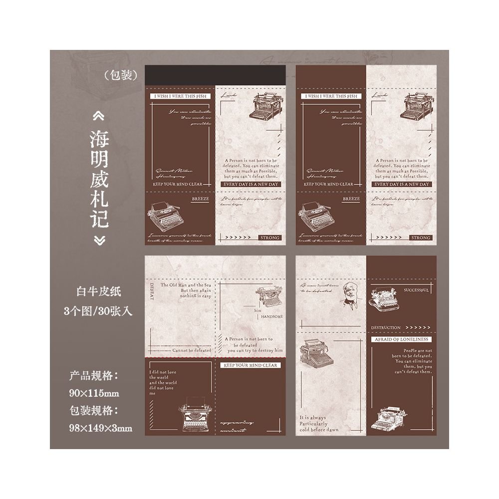 Vintage Style Memo Pads 6 Styles 30 Sheets - ViktaShop
