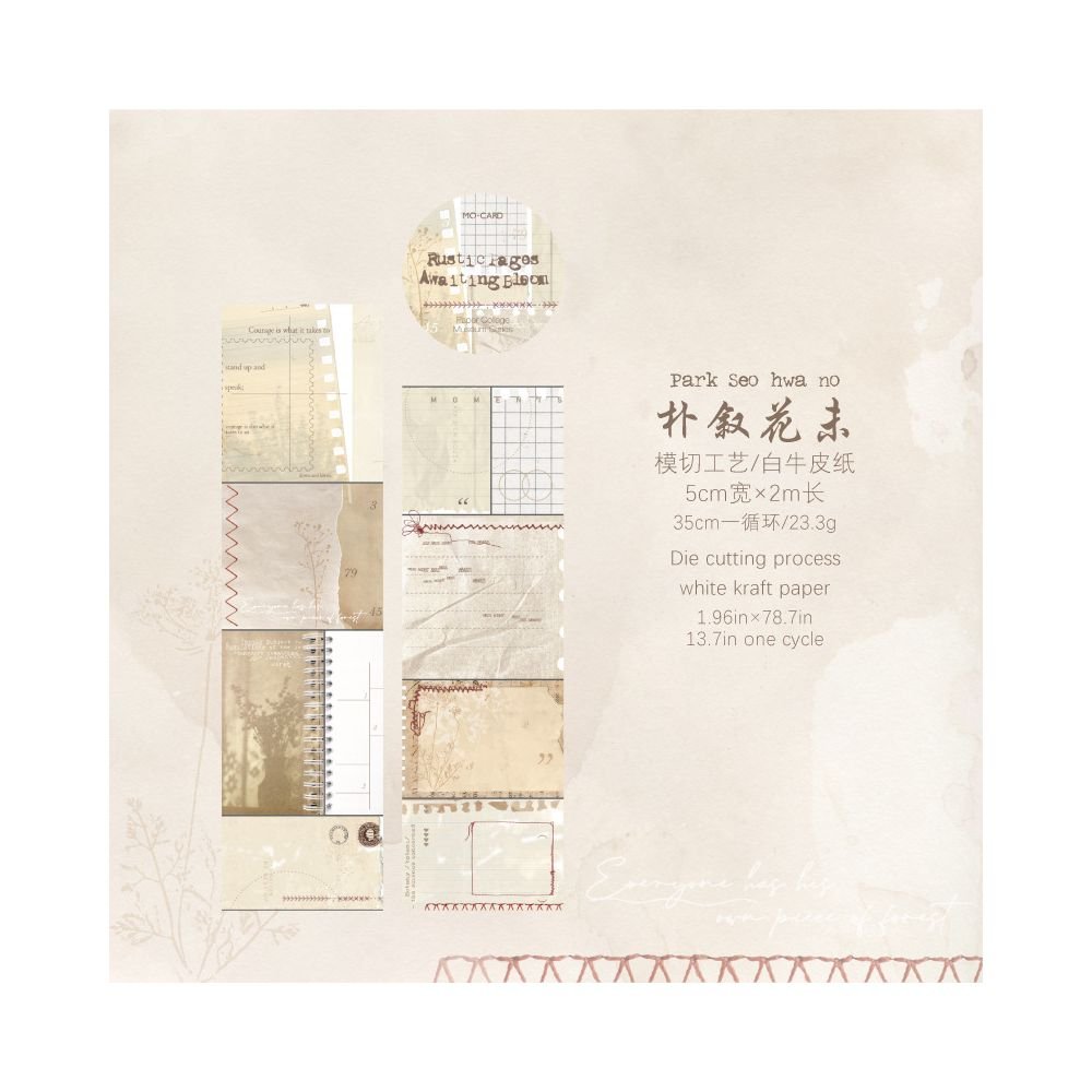 Vintage Style Writable Paper Tape 6 Designs 5cm x 2m - ViktaShop