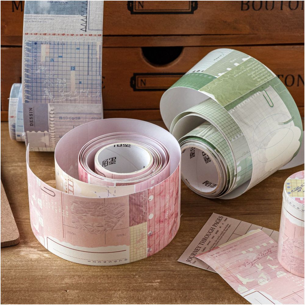 Vintage Style Writable Paper Tape 6 Designs 5cm x 2m - ViktaShop
