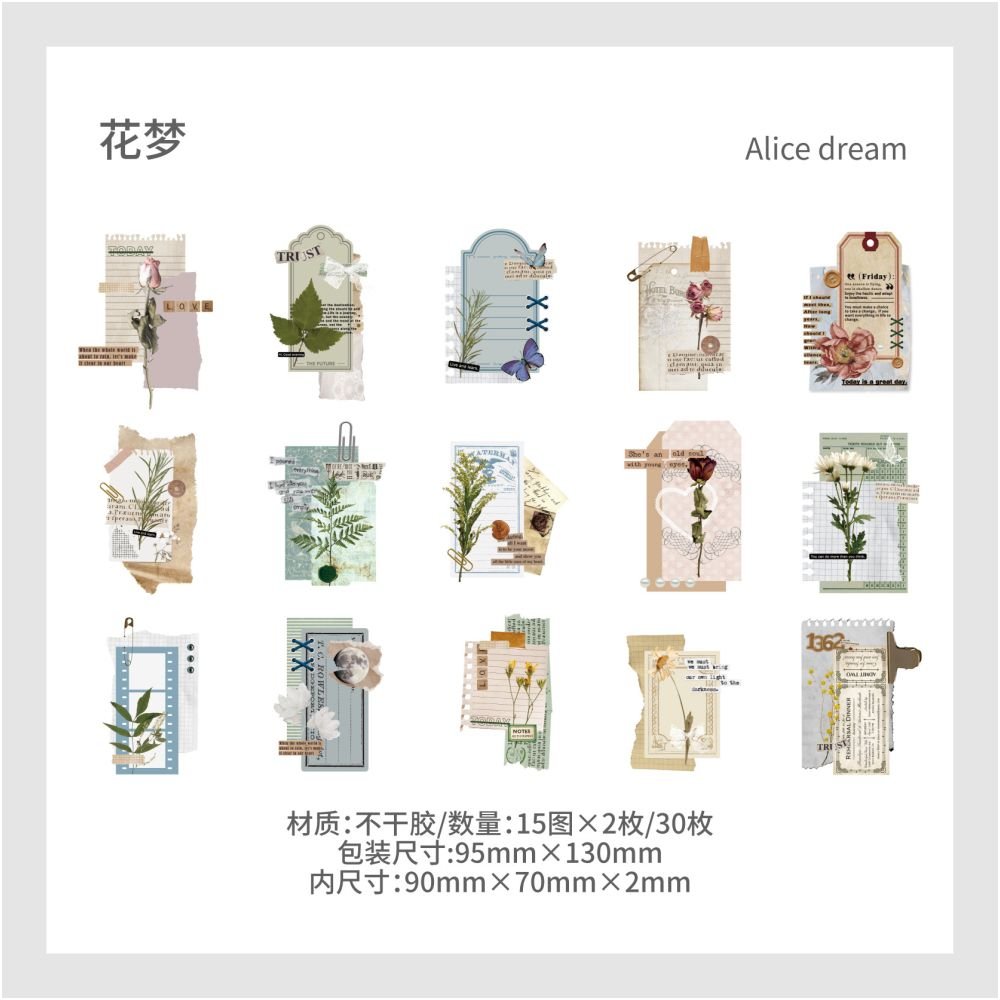 Vintage styler plant series Paper Stickers 6 Styles 30 Pcs - ViktaShop