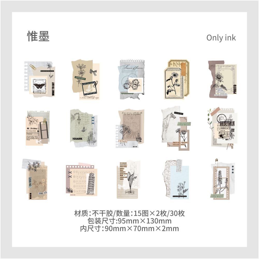 Vintage styler plant series Paper Stickers 6 Styles 30 Pcs - ViktaShop