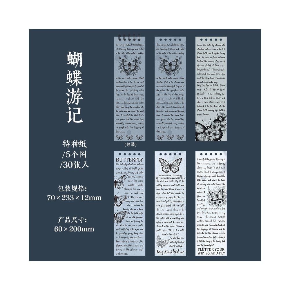 Vintage themed notebook material paper 6 Styles 30 Sheets - ViktaShop