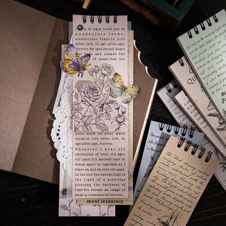 Vintage themed notebook material paper 6 Styles 30 Sheets - ViktaShop