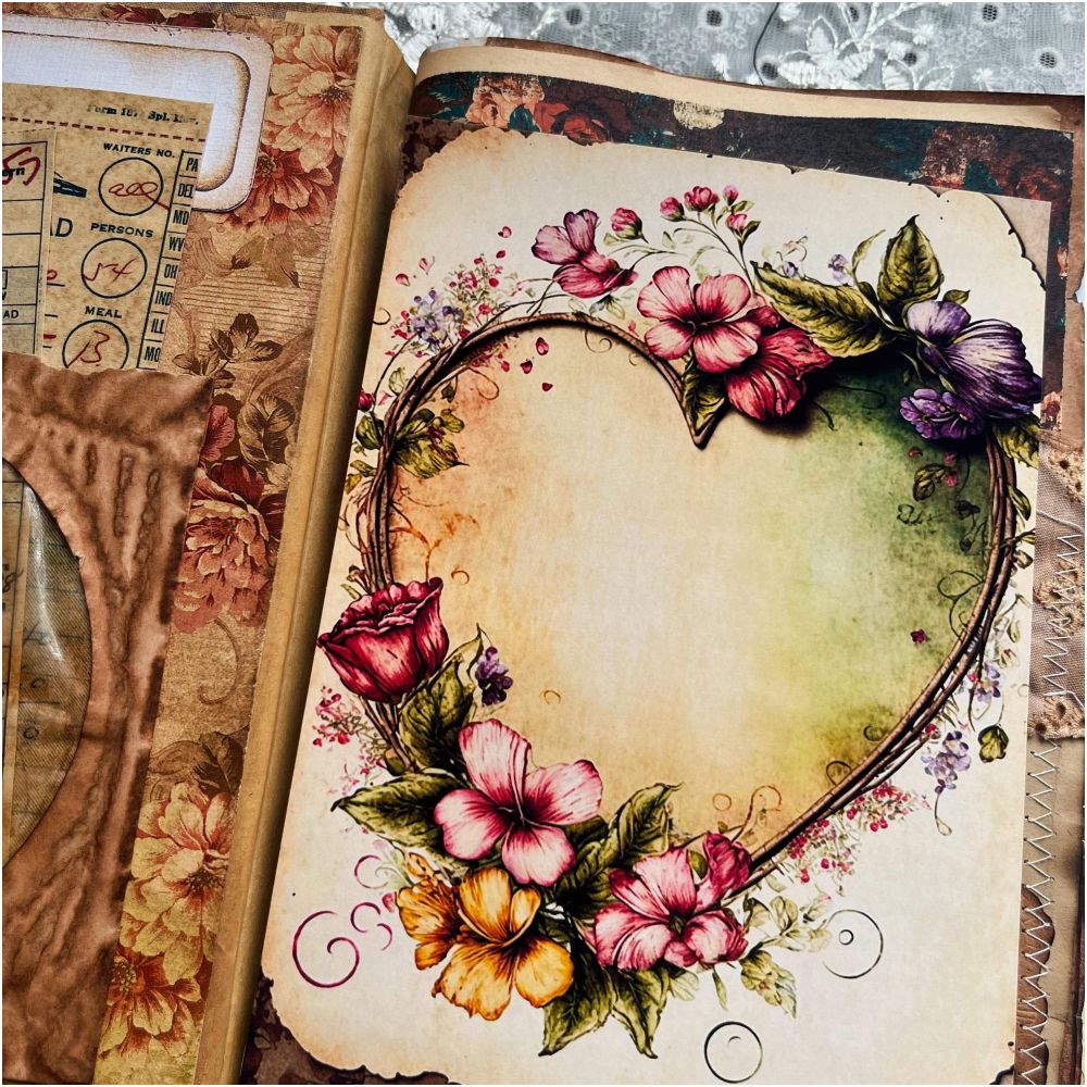 Vintage Valentine's Day Heart Background Paper 13cm x 18cm 8 Sheets - ViktaShop