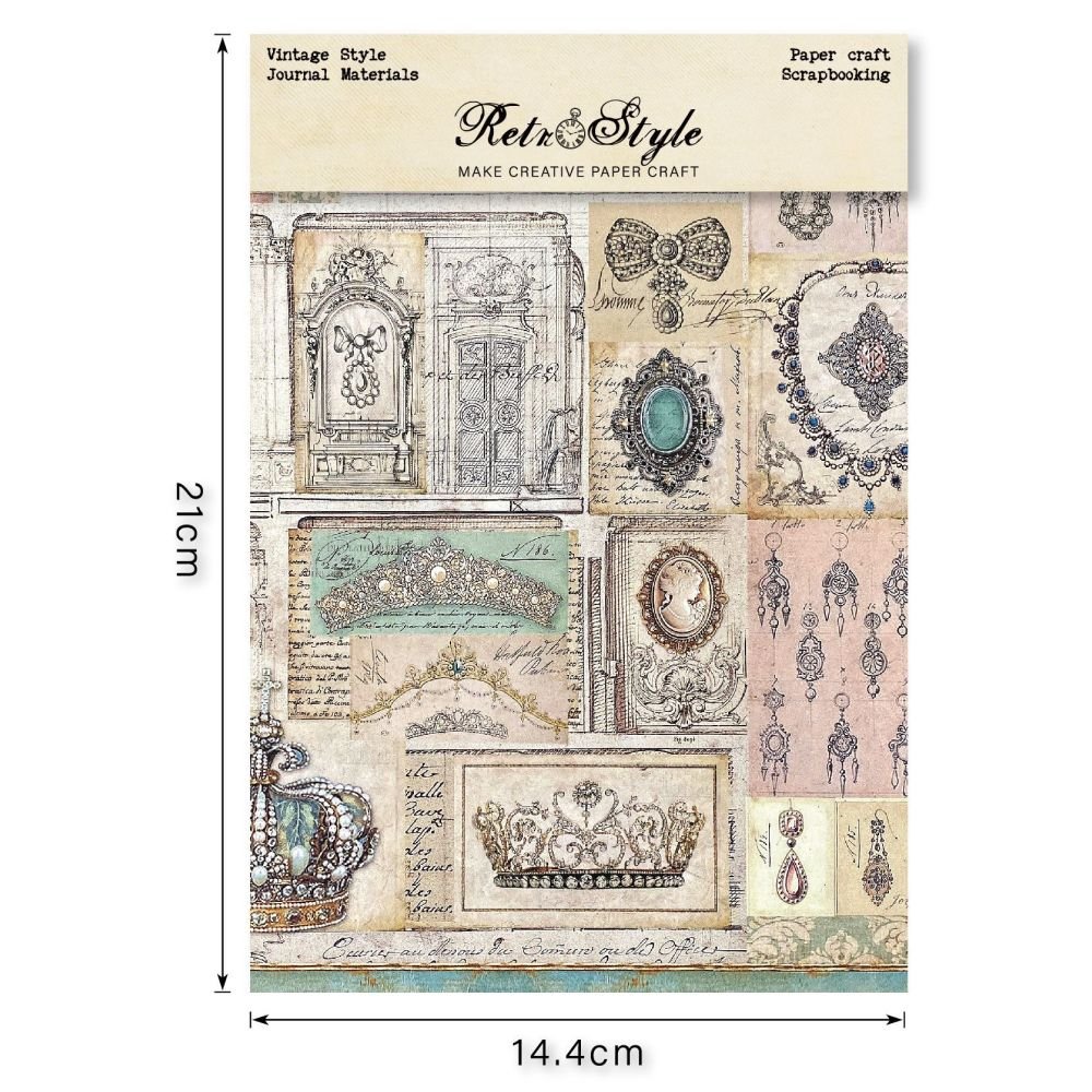 Vintage Victorian series material paper 16 sheets 14cm x 21cm - ViktaShop