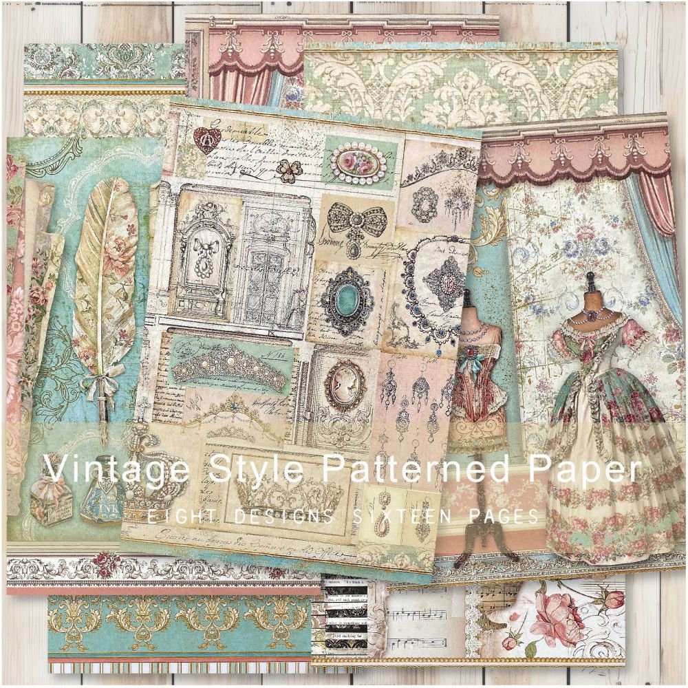 Vintage Victorian series material paper 16 sheets 14cm x 21cm - ViktaShop
