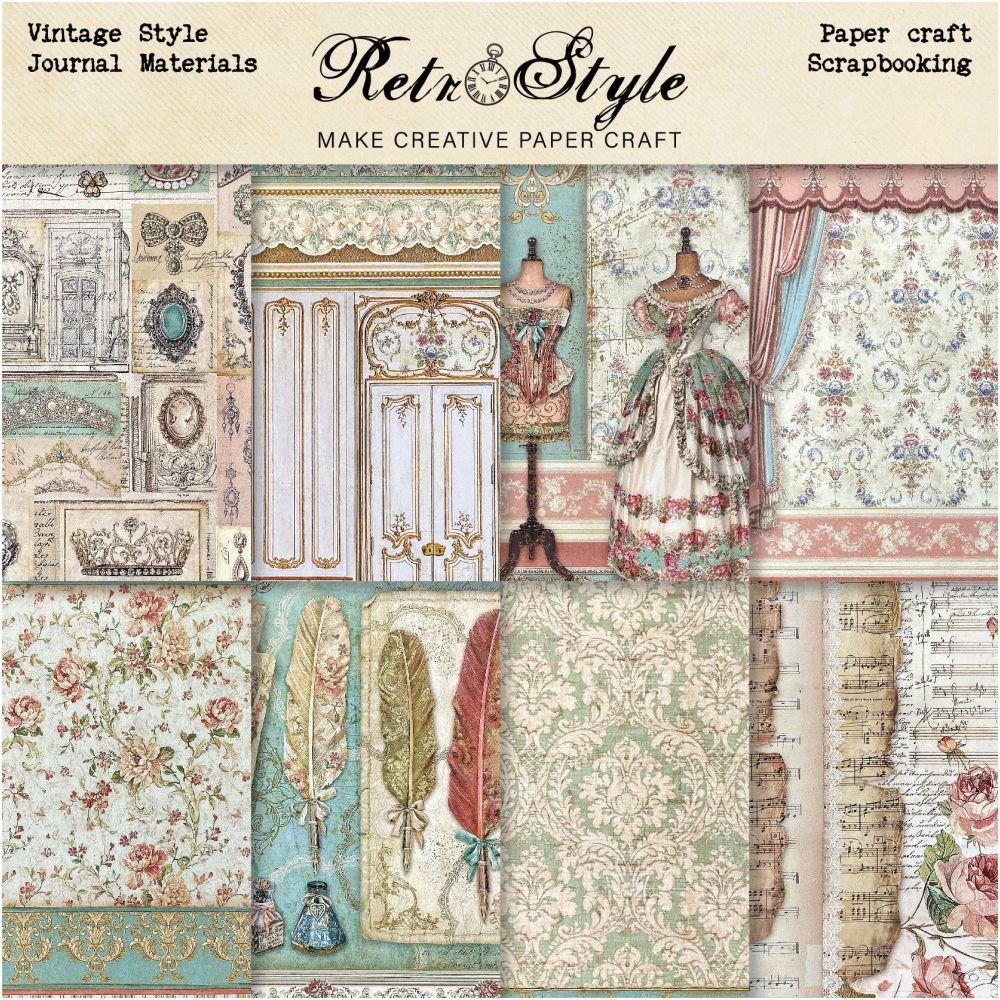 Vintage Victorian series material paper 16 sheets 14cm x 21cm - ViktaShop