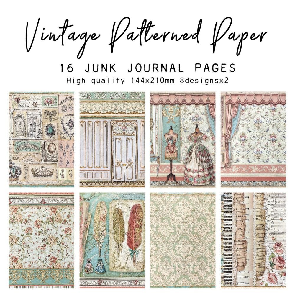 Vintage Victorian series material paper 16 sheets 14cm x 21cm - ViktaShop