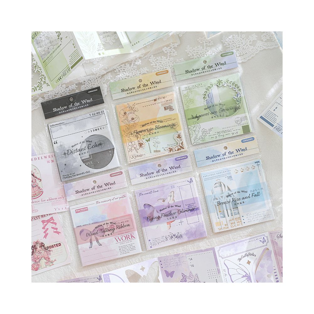 Watercolor Hollow Notes Material Paper 10 Sheets 6 Types - ViktaShop