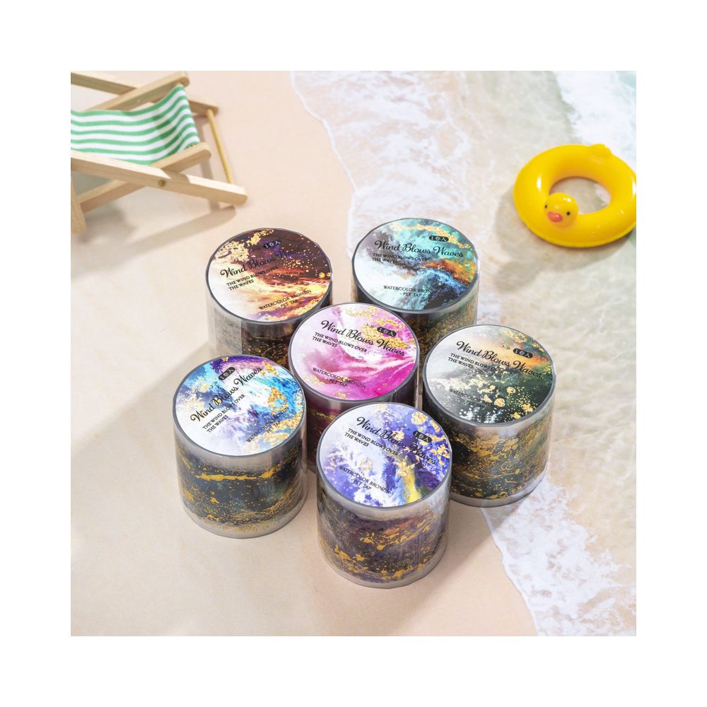 Wave Theme Gold Foil PET Tape 6 Styles 4cm / 2m - ViktaShop