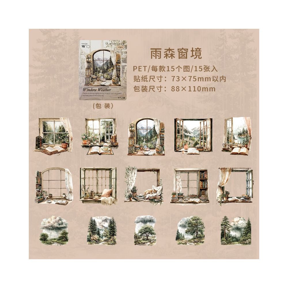 Weather Window Series PET Stickers 6 Styles 15 Pcs - ViktaShop