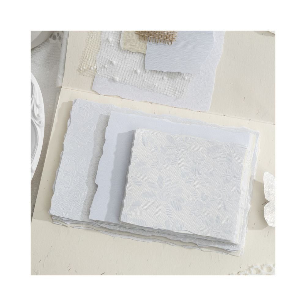 White Series Gentle Textured Material Paper 4 Styles 15 Pcs - ViktaShop